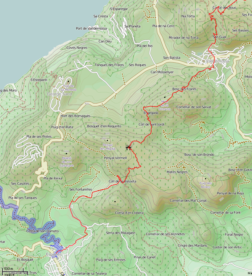 GR221 Karte Tag 4: Esporles -  Valdemoossa
