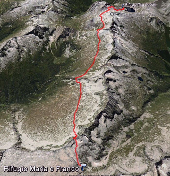 Routenübersicht der Etappe  22: Rifugio Maria e Franco - Rifugio Tita Secchi auf dem L1