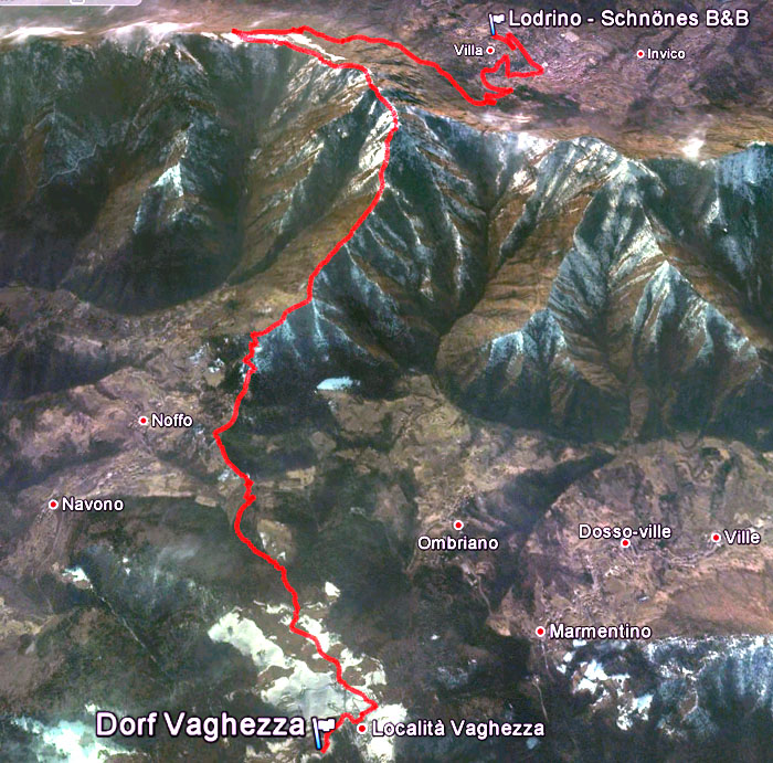 Routenübersicht der Etappe 25  Vaghezza - Lodrino auf dem L1