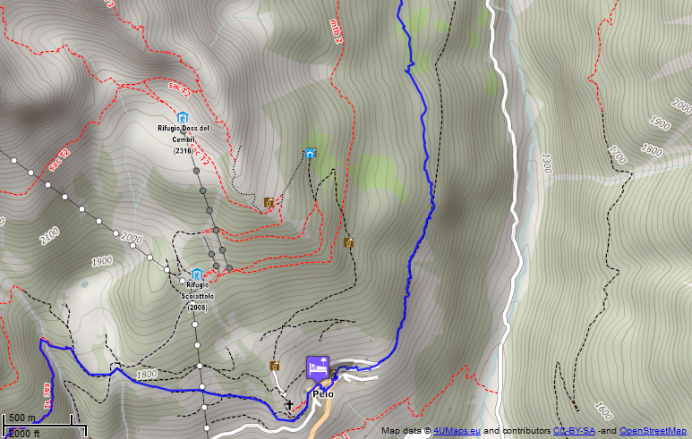 Wanderstrecke nach von der Marteller Hütte nach Peio  - Süd