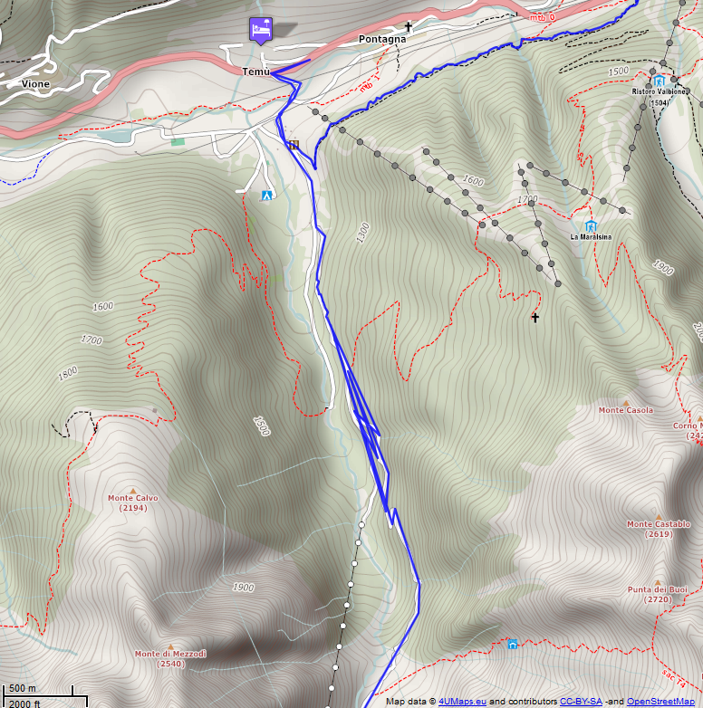 Online-Karte der Wanderstrecke der Etappe 18 auf der Alpenüberquerung auf dem L1: Temü - Rifugio Giuseppe Garibaldi - Nord